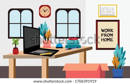 Vector concept of work from home to avoid coronavirus COVID-19.