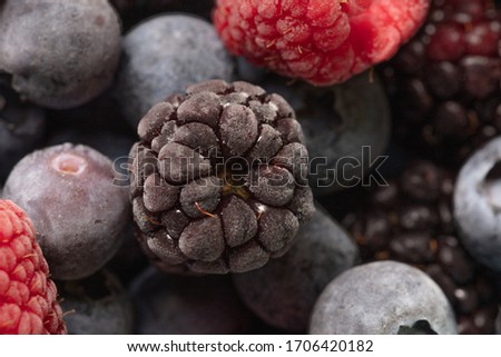 a beautiful close up photograph of fruit, with raspberries, blueberries and blackberries, studio shot