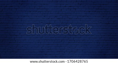 Panoramic Long And Wide Wall of Blue or Teal Bricks. Teal Wide Banner for Web With Textured Blue Surface. Luxury Facade or Face Wall in Trend Color. Royalty-Free Stock Photo #1706428765