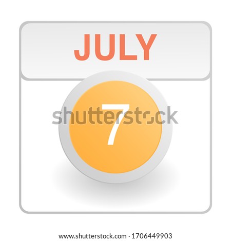 Design calendar icon in trendy style. Daily sign of the calender for web site design, logo, app, UI/UX. Vector illustration symbol of a calendar. Summer July 7
