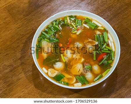 The spicy lemon grass soup (thai food)