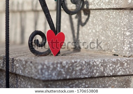 Hearts and Valentines day decoration in park.Outdoor compositions.