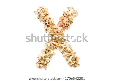 Letter X made from coloured pencil shavings for use in your design.
