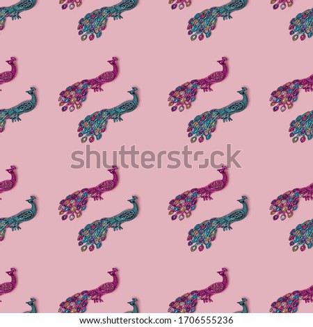Seamless pattern with Christmas toy. Photo seamless pattern. Christmas photo seamless pattern.  Pink Christmas pattern.