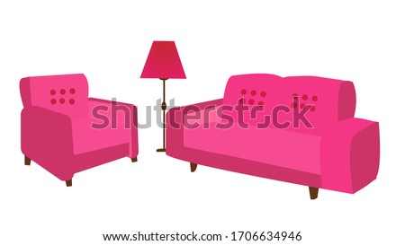 living room interior sofa set vector illustration