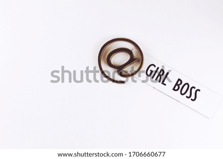 girl boss text on white background photo	
