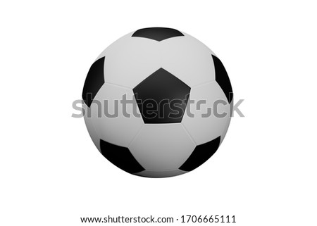 isolated football on white background with clipping path, socker sport equipment on white screen, 3D illustration rendering