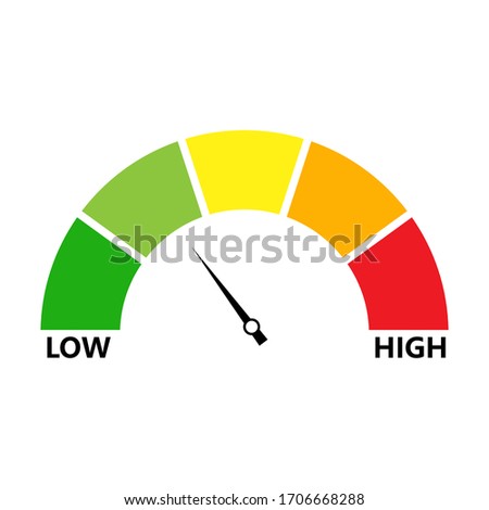 Rating customer satisfaction. Level indicator. Graphic element speedometer. Credit score manometers. Vector Royalty-Free Stock Photo #1706668288