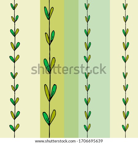Seamless pattern for wallpaper, pastel linen, wrapping. Vertical stripes with hand-drawn doodle elements, vector illustration, outline background. Design textile, scarfs, hijab.