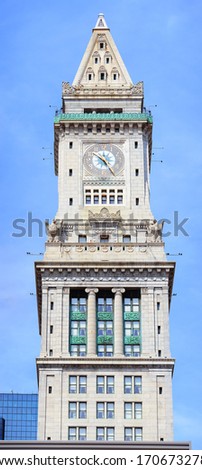 Boston Custom House Clock Tower in downtown.
