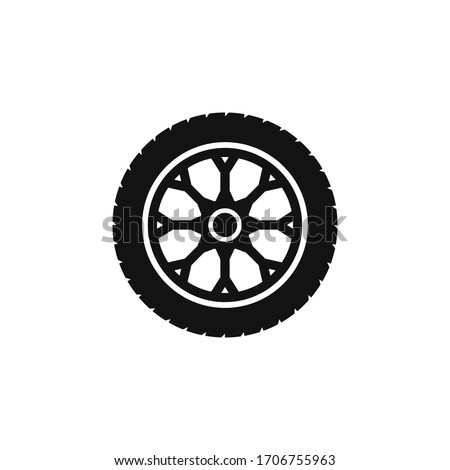 Tire and wheel icon flat vector design Royalty-Free Stock Photo #1706755963