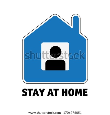 Simple sign icon stay home men in window isolate on white