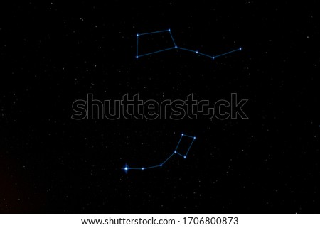 night sky full of stars, constellation great bear and little bea Royalty-Free Stock Photo #1706800873