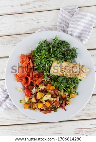 Plate Filled With Healthy Balanced Dinner