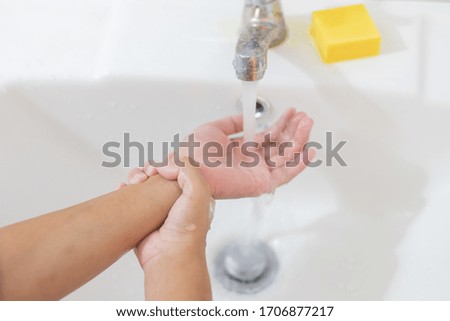 Washing hands rubbing with soap for corona virus prevention, hygiene to stop spreading coronavirus.