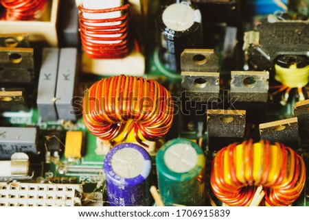 the picture of electronics parts and gold plate