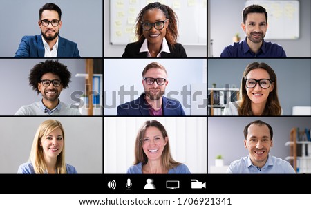 Group Corporate Video Conference Computer Monitor Screen Royalty-Free Stock Photo #1706921341