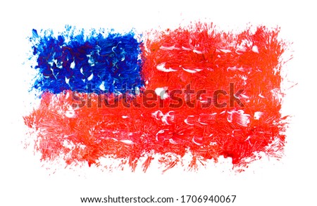 Watercolor painting flag of america, isolated on white background. Clipping path