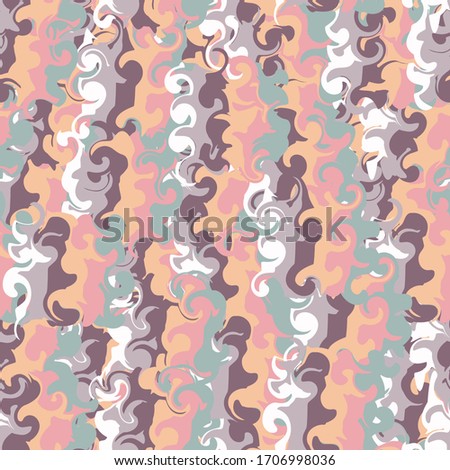 Seamless pattern consisting of smooth wavy color elements.