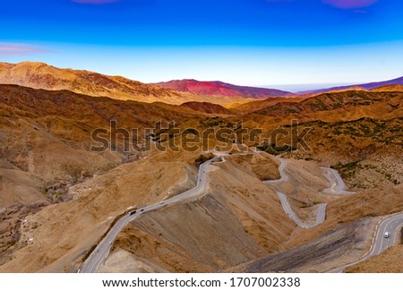 Serpentine road in colorful Atlas mountain, dades gorges region, Morocco