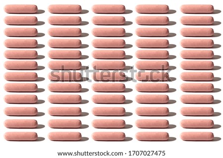 Raw sausage pattern on a white background