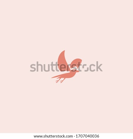 Vector linear logo design template - bird emblem - abstract animals and symbol