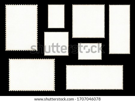 Postage stamps frames set. Isolated on a black background  Royalty-Free Stock Photo #1707046078