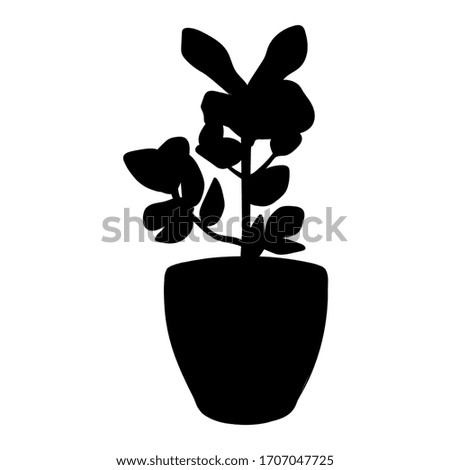 Vector plant in pot silhouette. Tree in pot isolated on white. Element for poster, banner