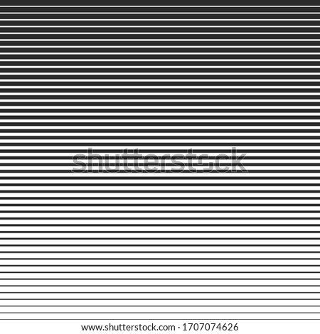 Line halftone pattern with gradient effect. Horizontal lines in black and white. Template for backgrounds and stylized textures. Stock Vector design element.