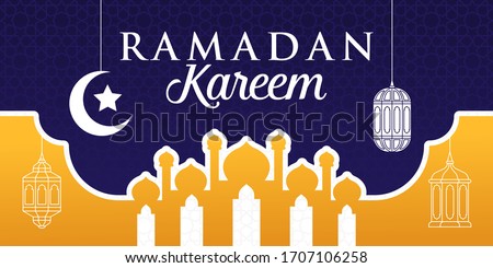 Ramadan Kareem Vector Illustration. Ramadan Kareem Background vector template for banner, greeting card, flyer, invitation, poster design. Trendy Ramadan flat design vector illustration.