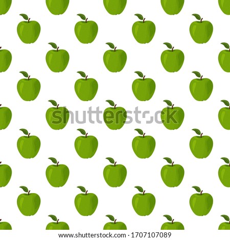 Fresh green apples seamless vector patter. Summer bright fruit background.