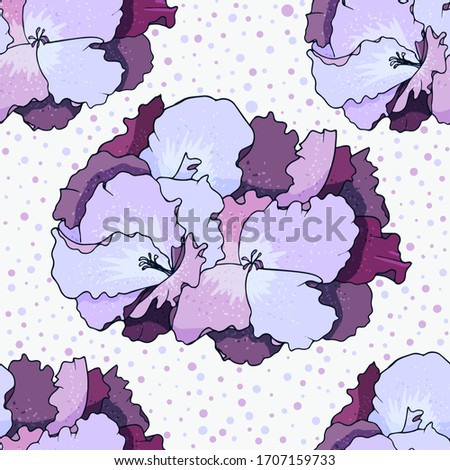 vector pelargonium seamless background. In lilac tones. For card design, packaging, fabric, interior