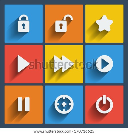 Set of 9 vector universal web and mobile icons in flat design.