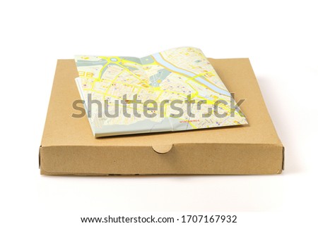 Tbilisi city map on brown food delivery box