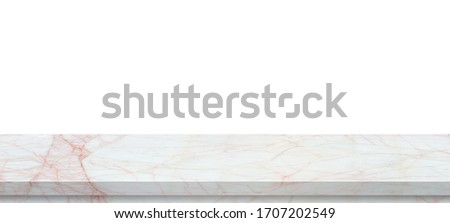 Empty top of white mable stone table isolated on white background ,for montage product display or design key visual layout.with clipping path