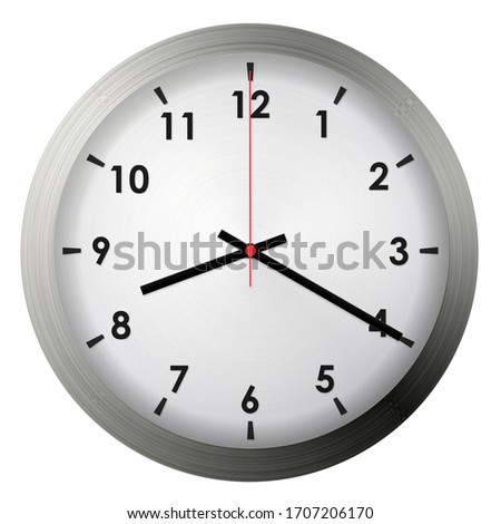 Analog metal wall clock isolated on white background. Royalty-Free Stock Photo #1707206170