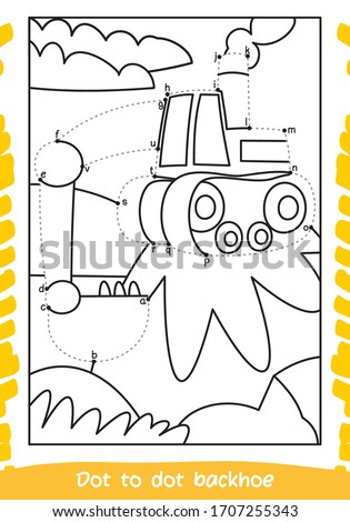 How To Draw Backhoe . Drawing For Children. Dot to Dot Transportation