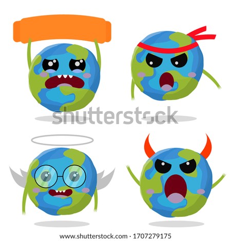 earth cartoon character set vector illustration