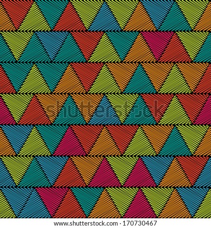 Seamless background with grunge, scribble geometric mosaic triangle