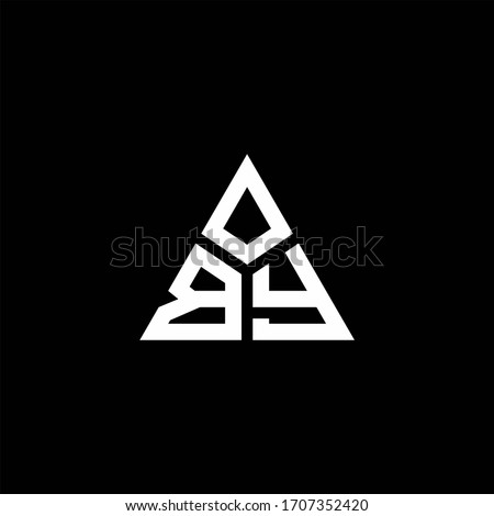 BY monogram logo with 3 pieces shape isolated on triangle design template