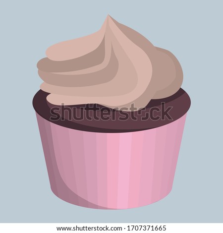 Cute cupcake illustration Beautiful vector icon Colorful muffin blue chocolate brown pink Ideal for stickers, background, web, blog, print, cards clip art