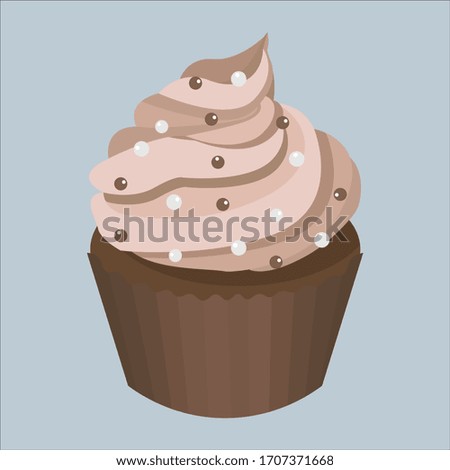 Cute cupcake illustration Beautiful vector icon Colorful muffin blue chocolate brown Ideal for stickers, background, web, blog, print, cards clip art 