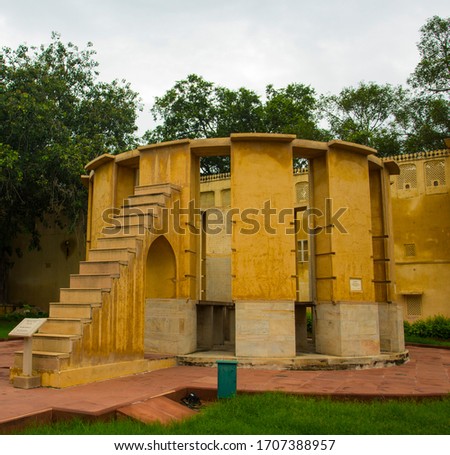 Jantar Mantar observatory complex and it's Astronomical instruments in Jaipur, Rajasthan, India. It is UNESCO World Heritage Site
