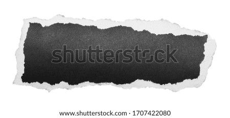 Black blank and empty cardboard scrap, piece isolated on white background, clipping path