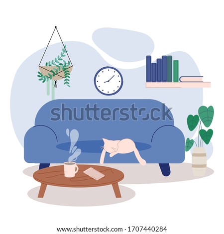 Living room design background vector illustration cartoon flat style