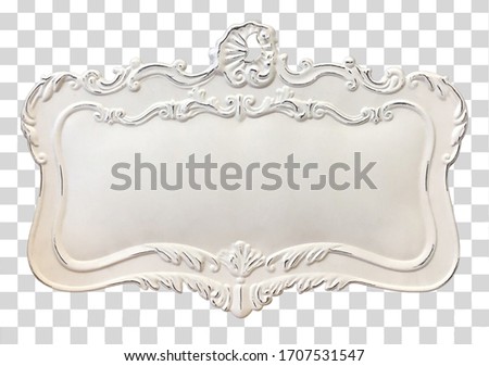 Old blank white carved enameled plate mockup or mock up template, on isolated background including clipping path- Image