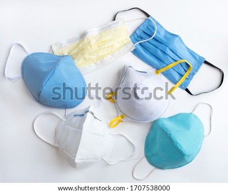 Variety of Professional & Homemade Safety Masks Royalty-Free Stock Photo #1707538000