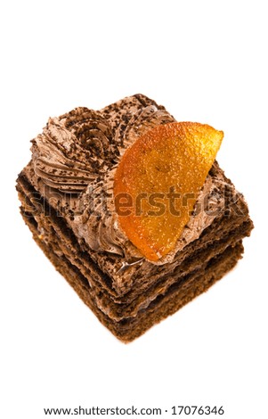 Cake with orange on a white background