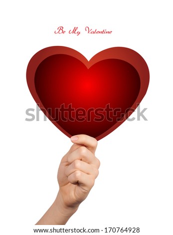 Hand giving conceptual heart isolated on white