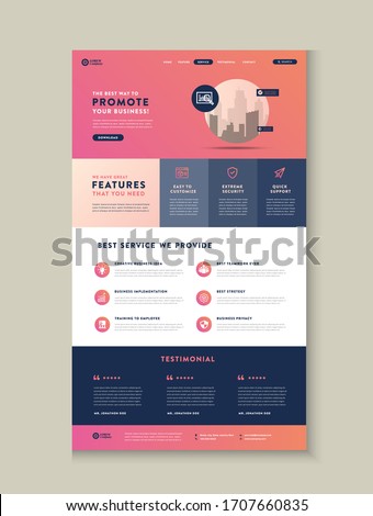 Business Website Landing Page | App Landing Page | Web User Interface Design | Web Wire-frame Template Royalty-Free Stock Photo #1707660835